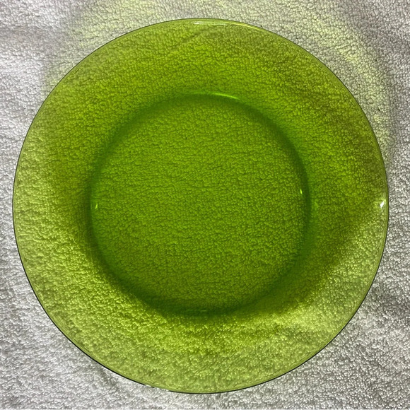 Vintage Duralex France Galaxie Lime Green Glass Dinner Plates X3 - Picture 9 of 14